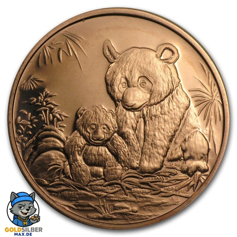 1 Unze Kupfer Panda Round 999,99 Copper