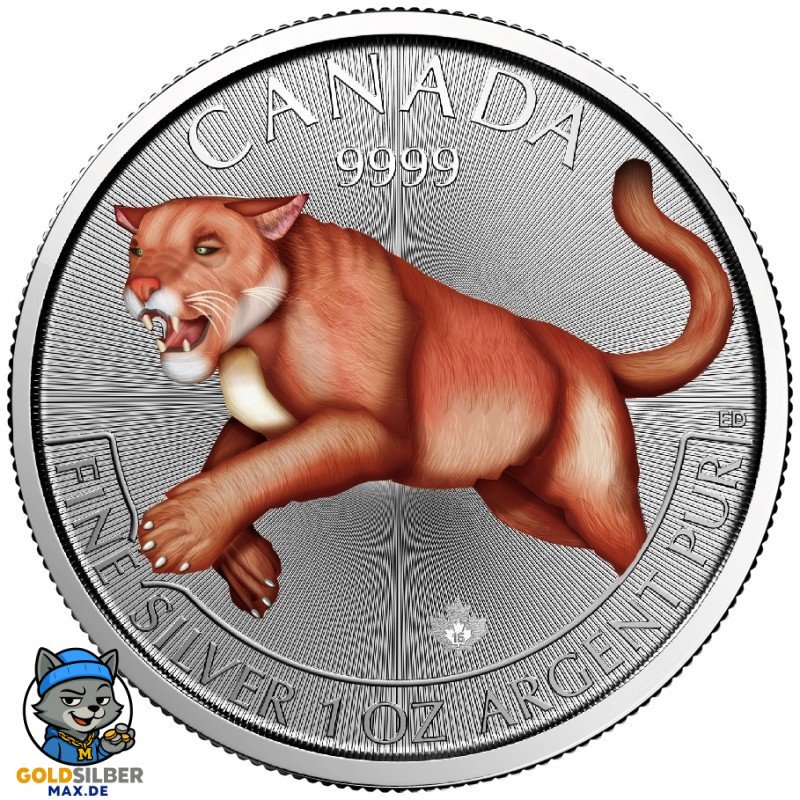 1 Unze Silber Cougar Puma  2016 Predator Canada farbig color