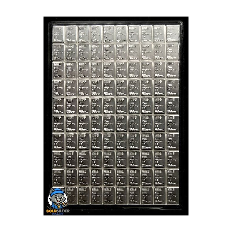100 x 1 Gramm  g Silber Münztafel Cook Islands