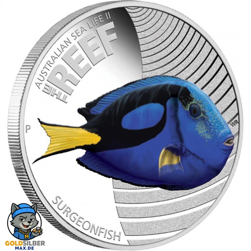 1/2 Unzen Silber Silbemünze Surgeionfish  Doktor Fisch Seal Life 2