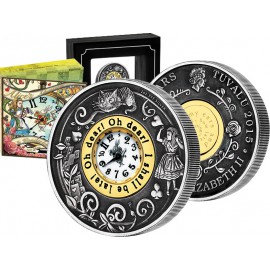 2 Unzen Silber Alice im Wunderland mit Uhr PP