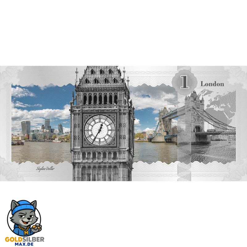  1$ 2017 Cook Islands - Skyline Dollar - London  5 g Silber