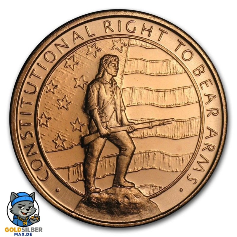 1 Unze Kupfer second Amendment Round 999 Copper