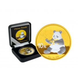1 Unze Silber China Panda 2017 Gold Platinline
