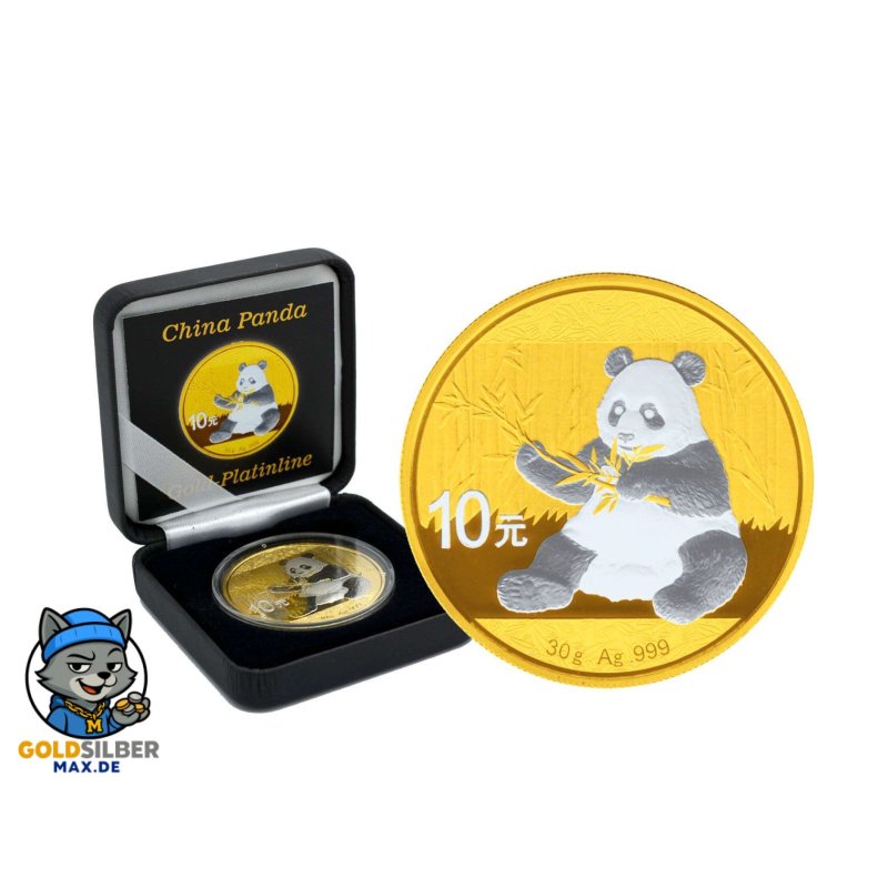 1 Unze Silber China Panda 2017 Gold Platinline
