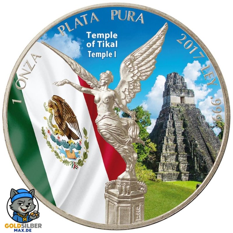 1 Unze Silber Mexiko Libertad 2017 farbig Tempel Tikal