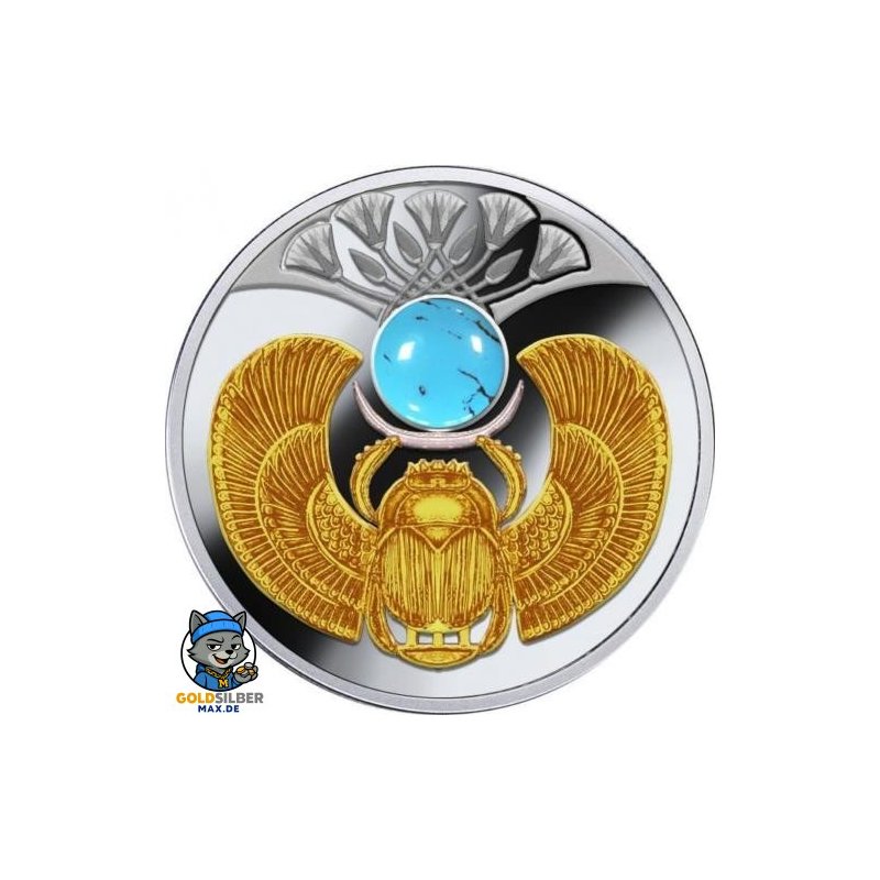1$  Silber  Turquoise Scarab Beetle  1$ Niue Box 2016