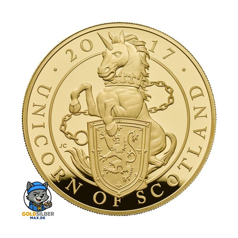 : 5 oz Gold Queens Beasts Unicorn 2017 PP