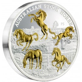 5 Unzen oz Silber Stock Horse 2017 Gilded Perth Mint