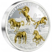 5 Unzen oz Silber Stock Horse 2017 Gilded Perth Mint