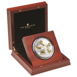 5 Unzen Silber Silbermünze stock horseGilded Nieu