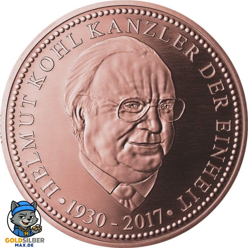 Silber Medaille Helmut Kohl Kanzler der Einheit Verkupfert