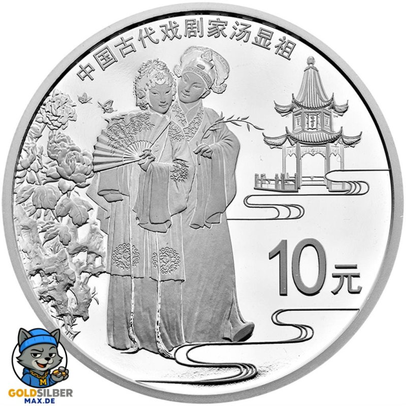 30 Gramm  China Silber Der chinesische Dramatiker Tang Xianzu PP 2016  Box+Zertifikat