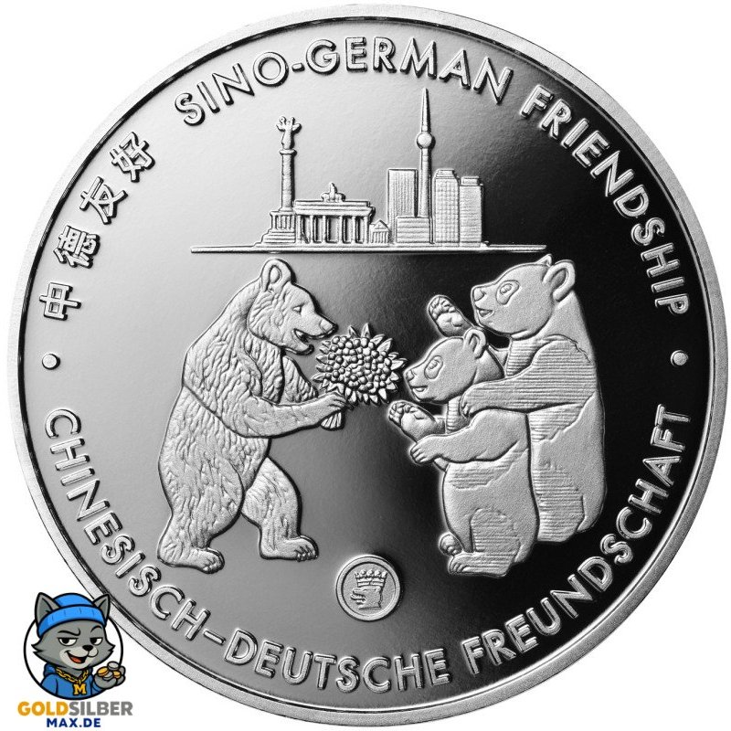 Kupfer Medaille   versilber 45 Jahre  Chinesisch Deutsche Freundschaft