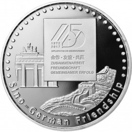 Kupfer Medaille versilber 45 Jahre Chinesische deutsche freundschaft