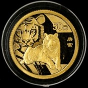 Rarität 1 Unze Silber + 1/10 Gold Tiger China 2010