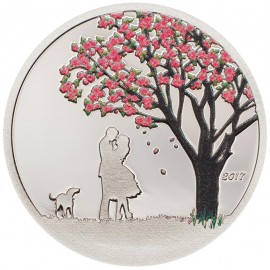 Silber Cook Islands 2017  1oz 1 Unze Silber Silbermünze farbig Kirschblütenkugel
