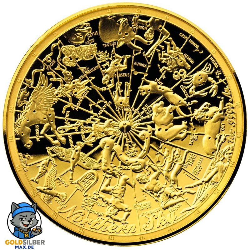 1 Unze oz Gold Goldmünze Südlicher Sternenhimmel gewölbte Goldmünze Southern Sky Proof 