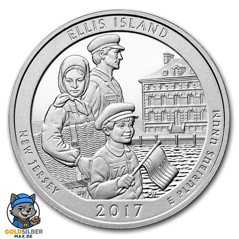5 Unze Silber America The Beautiful ATB Ellis Islands  New Jersey