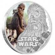 1 Unze oz Silber Last Jedi  Chewbacca Star Wars Niue Box PP