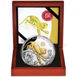 5 Unzen Silber Affen PP 2016 Gilded Nieu