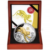 5 Unzen Silber Affen PP 2016 Gilded Nieu