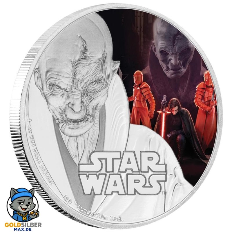1 Unze oz Silber Last Jedi  Supreme Leader Snoke Star Wars Niue Box PP
