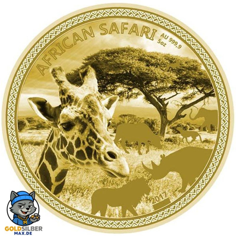 5 Unzen Gold African Safari Lion 2017 PP 20000  Francs CFA