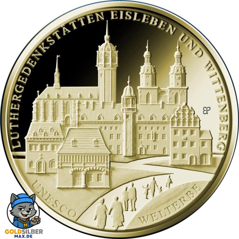 1/2 Unze oz  Luthergedenkstätten Eisleben und Wittenberge Gold 2017 Unesco Weltkulturerbe 100 Euro
