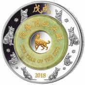 2 Unzen Silber Jade Laos Hund Dog 2018 PP