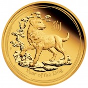1 oz Unze Gold Lunar II hund 2018 pp