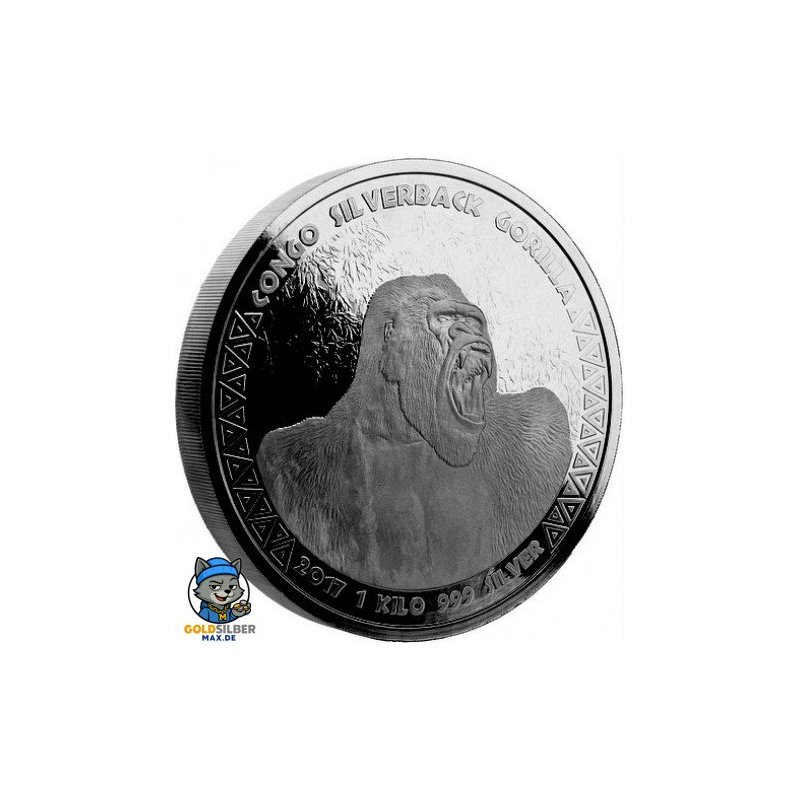 1kg Silber  Silberrücken Gorilla Kongo 2017