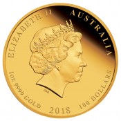 1 oz Unze Gold Lunar II hund 2018 pp