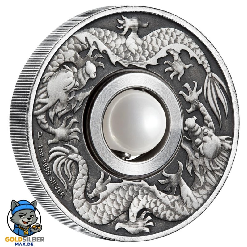 1 Unze Silber Drachenperle  Dragon Pearl Antique Finish Tuvalu