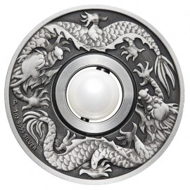 1 Unze Silber Silbermünze Dragon Pearl  bewegliche Kugel Rotating charm  Perth Mint Tuvalu