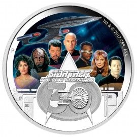 2 Unzen Silber   STAR TREK™ - FIVE CAPTAINS - 2 OZ  MÜNZE LEUCHTET IM DUNKELN