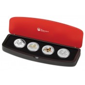 4 x 1 oz Unze Silbermünze hund Lunar II 2016 Australien Monkey  Typeset