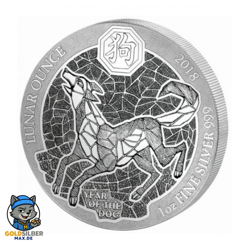 1 Unze Silber Ruanda Hund 2018