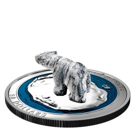 5 Unze Silber Canada Speckstein Eisbär Polar Bear 2017 3D Sculpture Skulptur