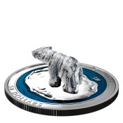 5 Unze Silber Canada Speckstein Eisbär Polar Bear 2017 3D Sculpture Skulptur