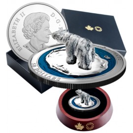 5 Unze Silber Canada Speckstein Eisbär Polar Bear 2017 3D Sculpture Skulptur
