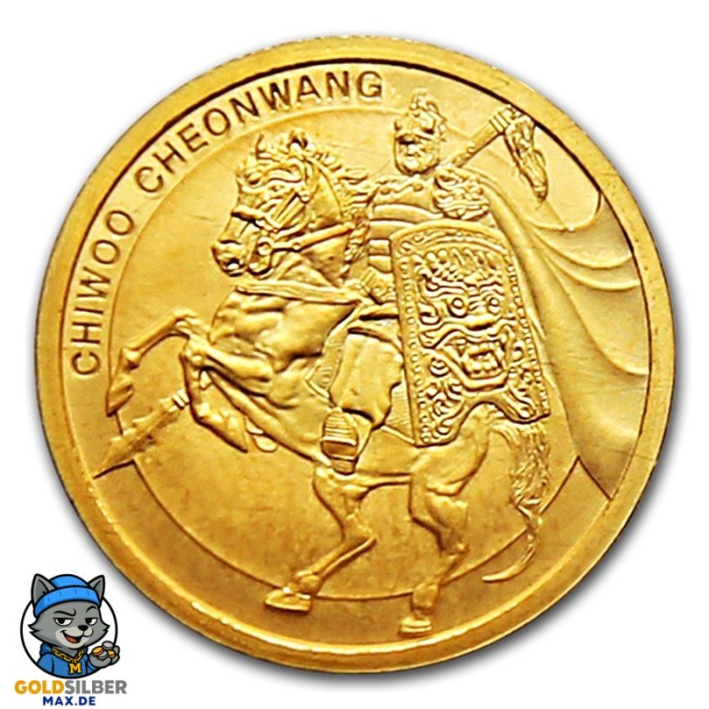 1/10 oz Unze  Gold Südkorea South Korea Chiwoo Cheonwang 2017 Blister Schwarz