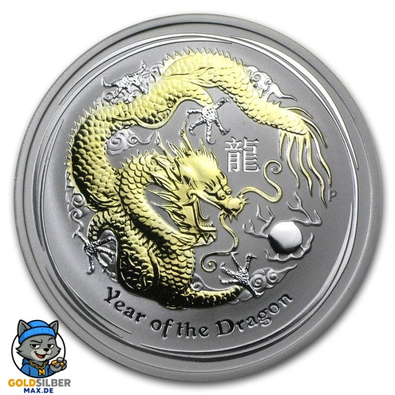 1 oz Lunar 2 Dragon   Gilded  mit Box