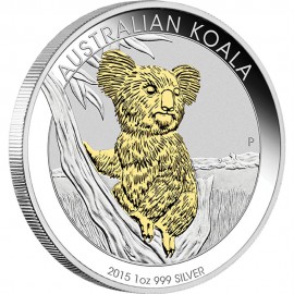 1 unze Silber Koala 2015  Box Gilded
