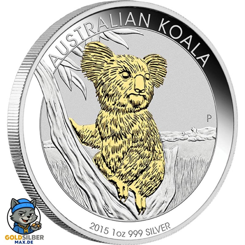 1 unze Silber Koala 2015  Box Gilded