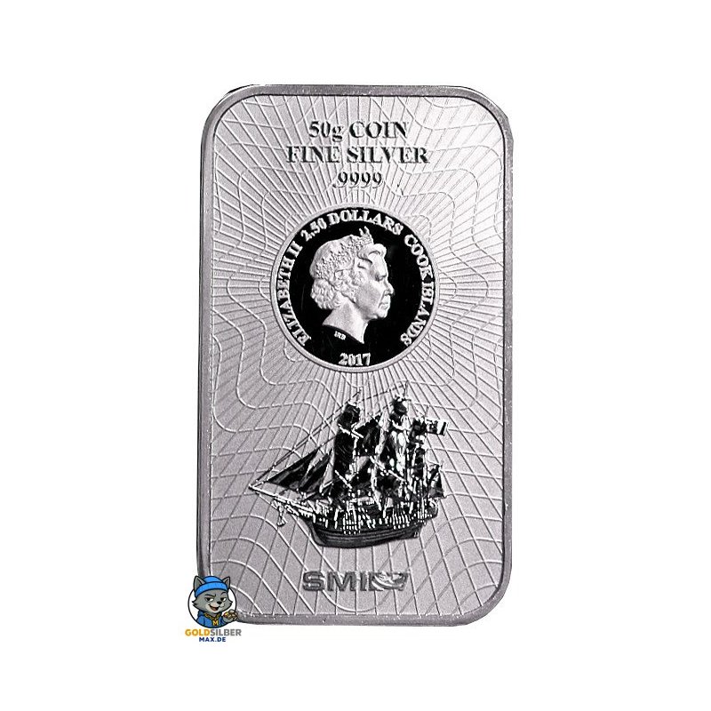 50 g  Silber Cook Islands Münzbarren Neues Design