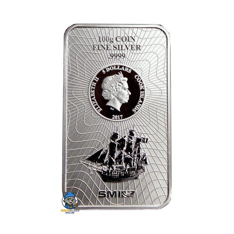 100 g Silber Cook Islands Münzbarren Neues Design