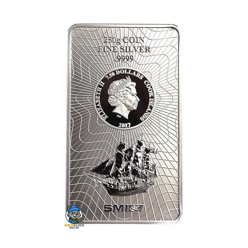 250  g Silber Cook Islands Münzbarren Neues Design
