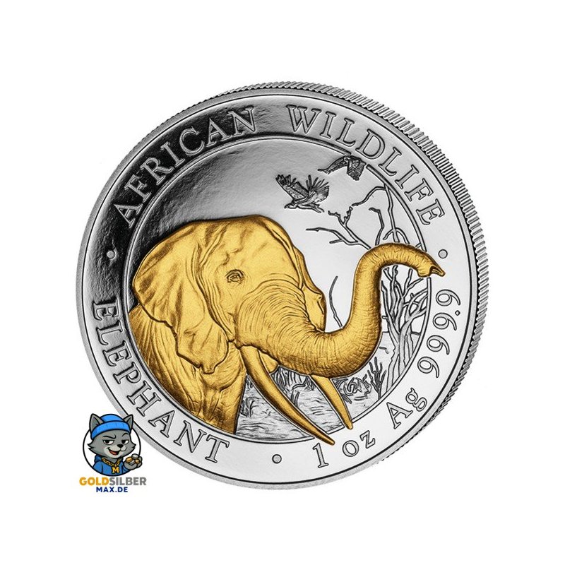 1 Unze Silber Somalia Elefant Gilded  2018