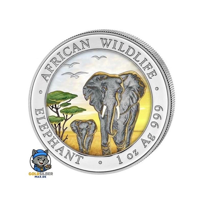 1 oz Somalia Elefant 2015 coloriert